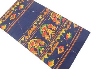 未使用品 横段に花更紗模様織り出し名古屋帯